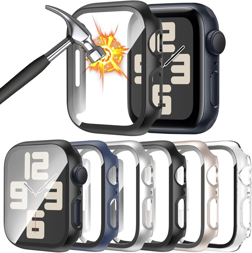 [6 Pack] Case for Apple Watch 40mm SE 2nd Gen Series 6 5 4 SE with Tempered Glass Screen Protector, Ultra-Thin Full Coverage Hard PC Protective Face Cover for iWatch 40mm - Image 2