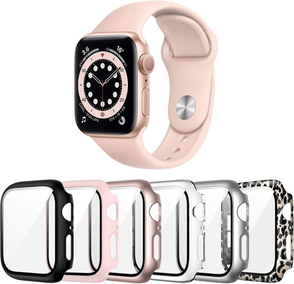 6 Pack Case for Apple Watch SE (2023 New) SE (2nd Gen)/6/SE/5/4 40mm with Tempered Glass Screen Protector, Hard PC Ultra-Thin Scratch Resistant Protective Cover for iWatch 40mm Accessories - Image 2