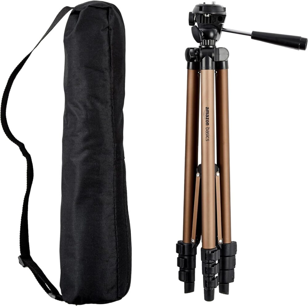 Amazon Basics 50-inch Lightweight Portable Camera Mount Tripod Stand with Bag, for Travel Photography, Champagne - Image 2