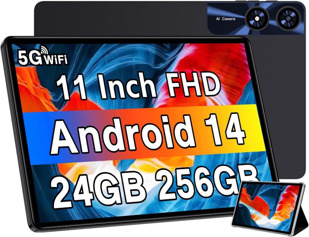 Android 14 Tablet 11 Inch Tablets, 24GB RAM 256GB ROM(1TB Expand), Octa-Core Tablets with 8000 mAh Battery, 5G WiFi, Bluetooth 5.0, Android Tablet 5MP+13MP Dual Camera, IPS Touch Screen, GPS Tab-Black - Image 2