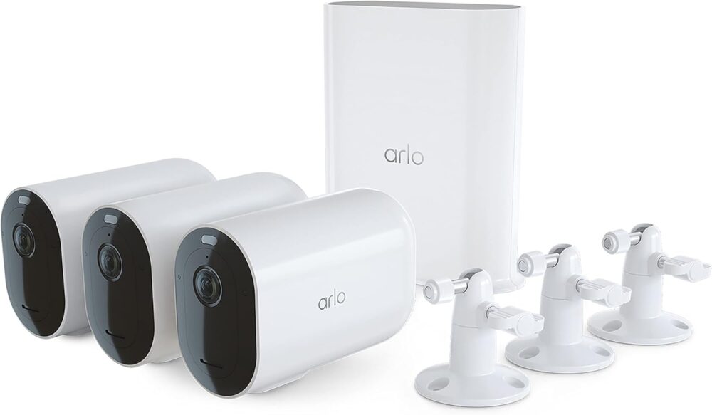 Arlo Pro 5S 2K XL Spotlight Camera - Wireless Home Security Camera with Spotlight, Longer Battery Life, Color Night Vision, Dual-Band Wi-Fi & 2-Way Audio - White, 3 Pack, VMS4362P - Image 2