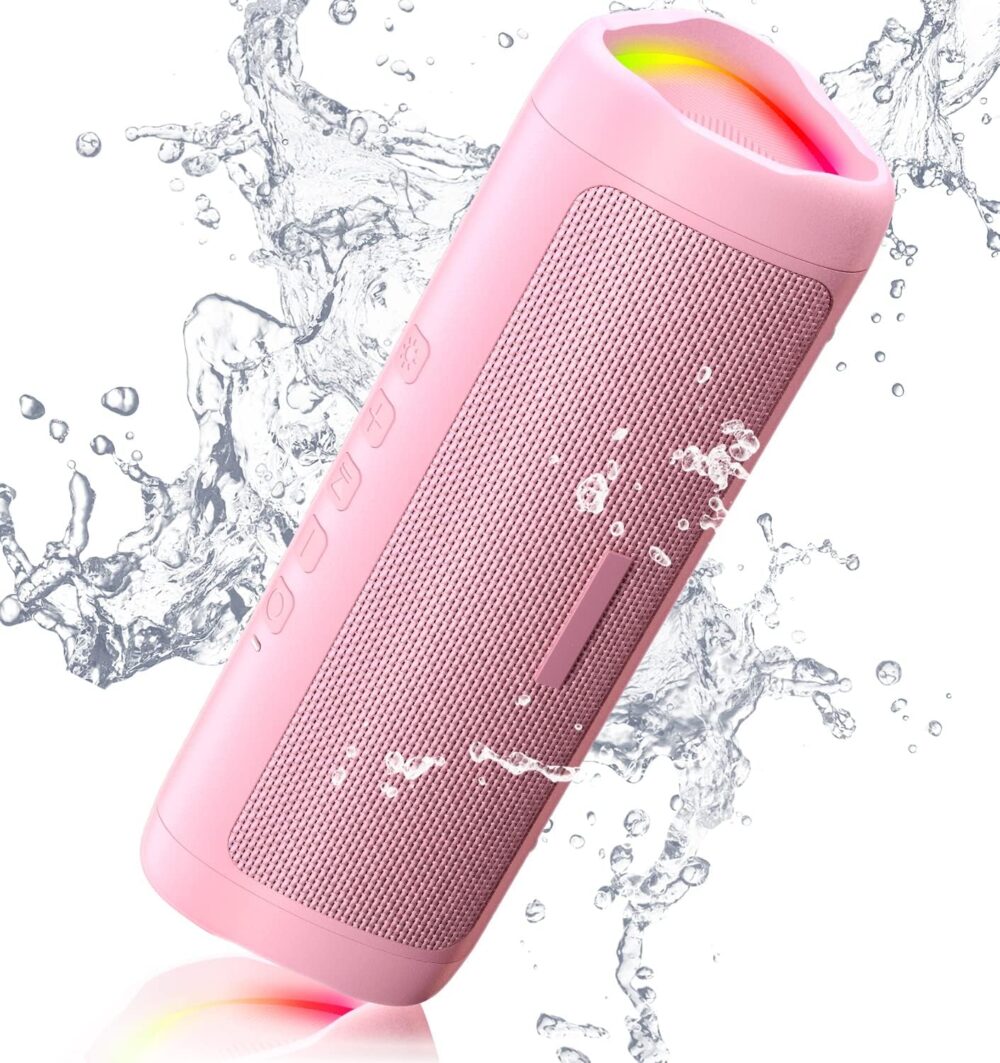 Bluetooth Speaker, IPX5 Waterproof Speaker with HD Sound, Up to 20H Playtime, TWS Pairing, BT5.3, Portable Wireless Speakers for Home/Party/Outdoor/Beach, Electronic Gadgets, Birthday Gift (Pink) - Image 2