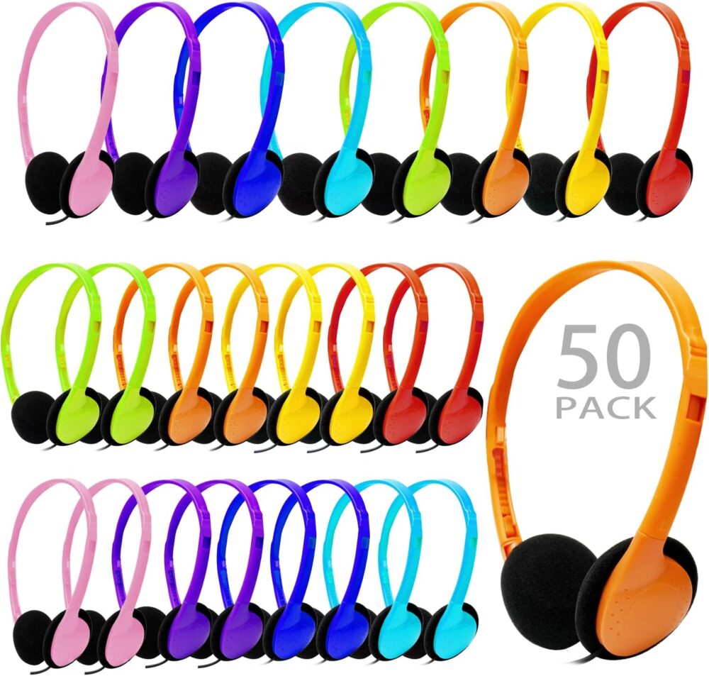 CN-Outlet Classroom Headphones Bulk 50 Packs Multi Color for School Students Kids Children Toddler Boys Girls Teen and Adult (50 Pack) - Image 2