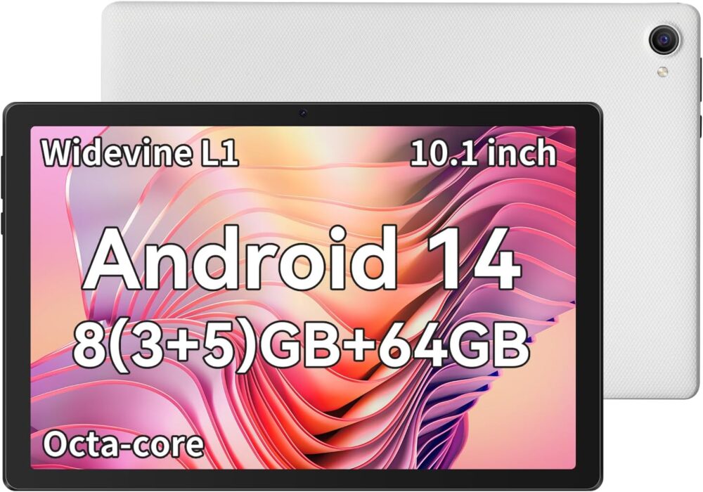 CZZ Tablet Android 14 Tablet 10.1 inch Tablet Octa-Core 8(3+5) GB RAM+64GB ROM(TF 1TB Expansion) WiFi6+Bluetooth 5.3 Dual Camera+Dual Speaker Type-C Charging+Manual (White) - Image 2
