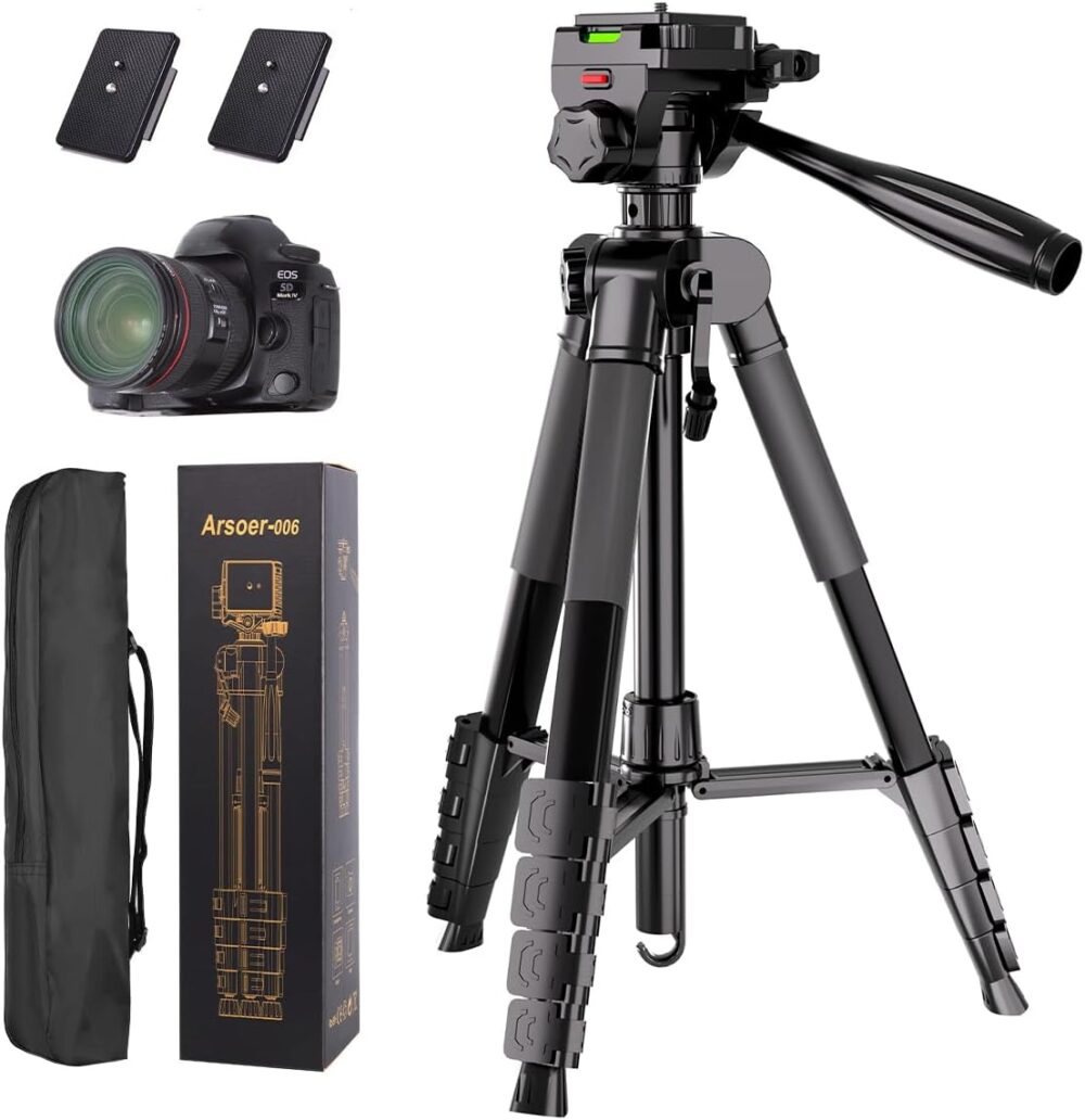 Camera Tripod, 74" DSLR Camera Tripod with 2 QR Plates for Sony/Nikon/Canon, Lightweight Video Tripod Stand for Travelling, Phone Tripod with Fluid Head/Phone Holder/Wireless Remote Max.Load 6kg - Image 2