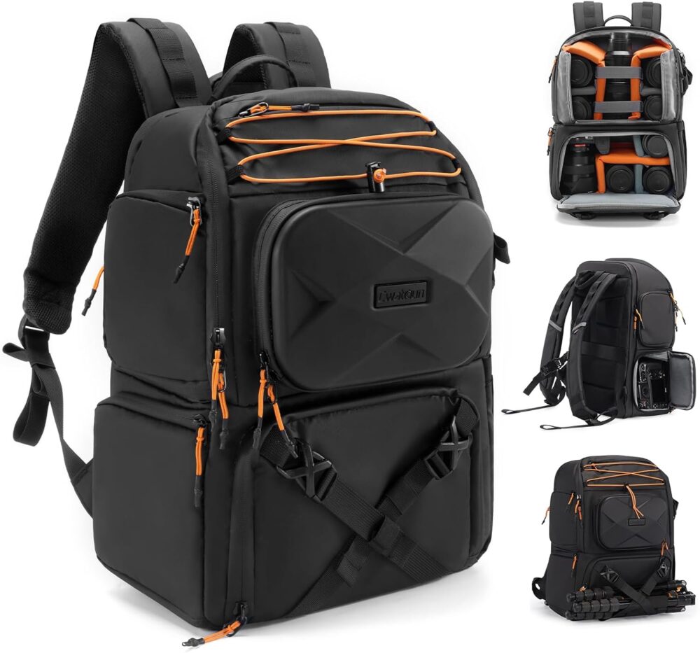 Cwatcun Camera Backpack Professional DSLR/SLR/Mirrorless, Waterproof Hardshell Case Large Camera Bag Outdoor Hiking Travel Multifunction Photography Backpack with Tripod Holder&Laptop Compartment 2.0 - Image 2
