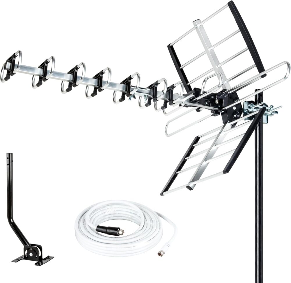 Five Star HDTV Antenna Upgraded 2025 Version VHF/UHF 4K 200 Miles Range with Antenna Splitter Support 4 Tvs & 40ft RG6 Cable, ATSC 3.0 Ready, Mounting Hardware Included - Image 2