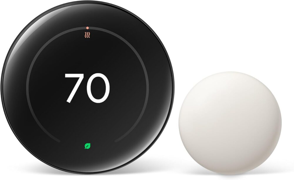 Google Nest Learning Thermostat (4th Gen, 2024) with Nest Temperature Sensor - Energy Saving Smart Thermostat with Adaptive Eco - Works with Alexa and Google Home App - Polished Obsidian - Image 2