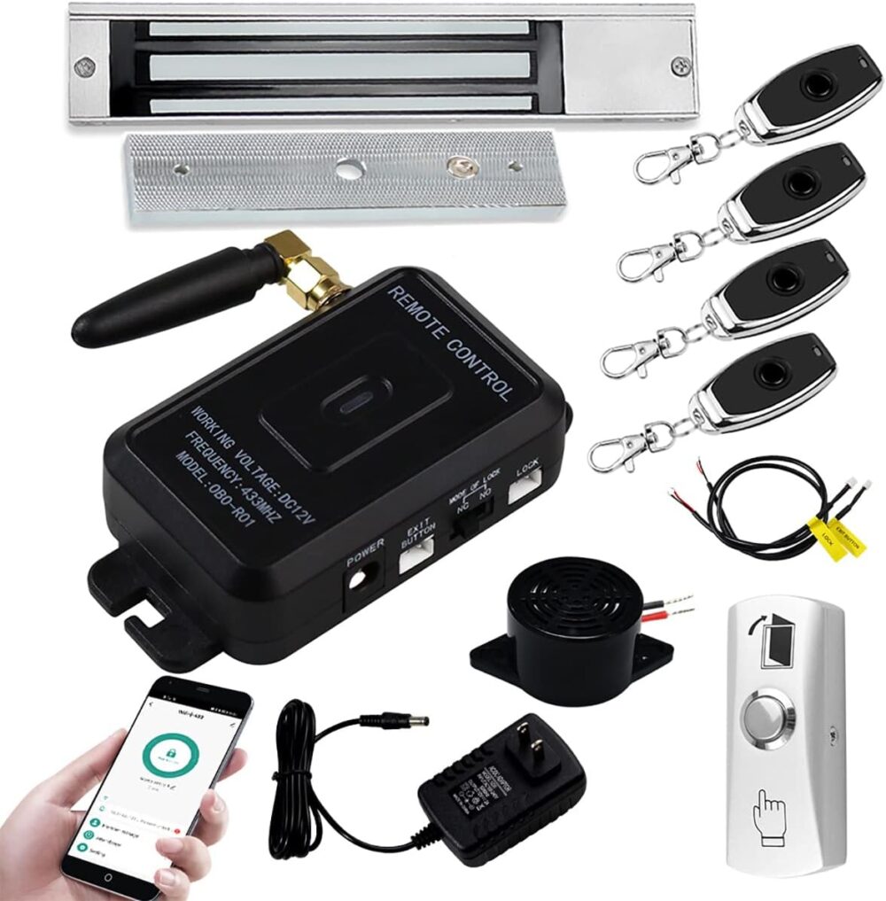 HERNAS Smart Phone APP Unlocking Access Control System Kit, with Remote Controllers / 280KG(600lbs) Magnetic Lock/Power Adapter, Lock Delay Time Adjustable - Image 2
