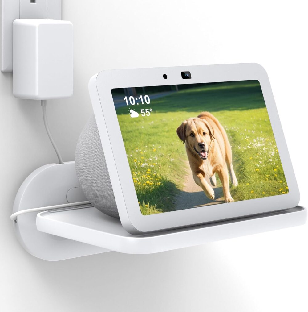 HomeMount Mount for Google Nest Hub Max - Wall Mount Holder Shelf Compaitble with NEST HUB MAX (White) - Image 2