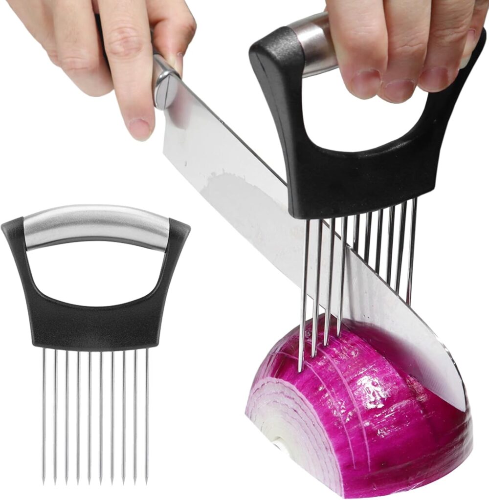 JAYVAR Onion Holder for Slicing, Vegetable Cutter for Potato, Tomato, Avocados, Eggs, Food Slicer Assistant Tool for Fruit, Lemon and Meat - Image 2