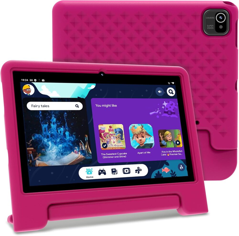 Kids Tablet 10 inch, Tablets for Kids with Shockproof Case, 32GB Storage(TF Expand 512GB), Google Kids Space, Parental Control, Kids Safe Contents, 5G WiFi, Dual Cameras, BT 5.0 - Pink - Image 2