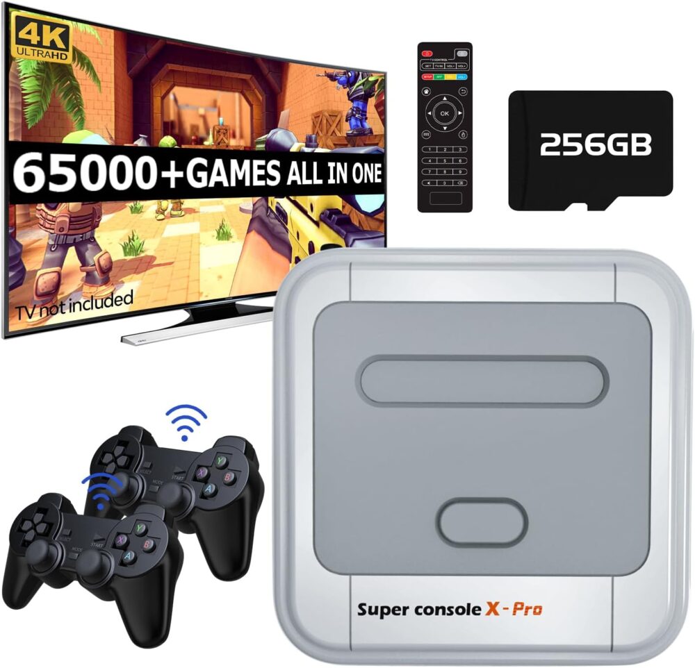 Kinhank Super Console X Pro with 65,000+ Classic Games, 256G Retro Video Game Console for 4K TV HD/AV Output, Dual Wireless Controllers, Up to 5 Players,Gift - Image 2