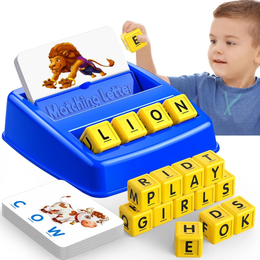 Learning Games for Kids Ages 3-8, Matching Letter Game for Kids Toys Ages 3-8 Educational Toys for 3-8 Year Olds Boys Girls Birthday Party Easter Basket Stuffer Gifts for 3-8 Year Olds Boys Girls Blue - Image 2