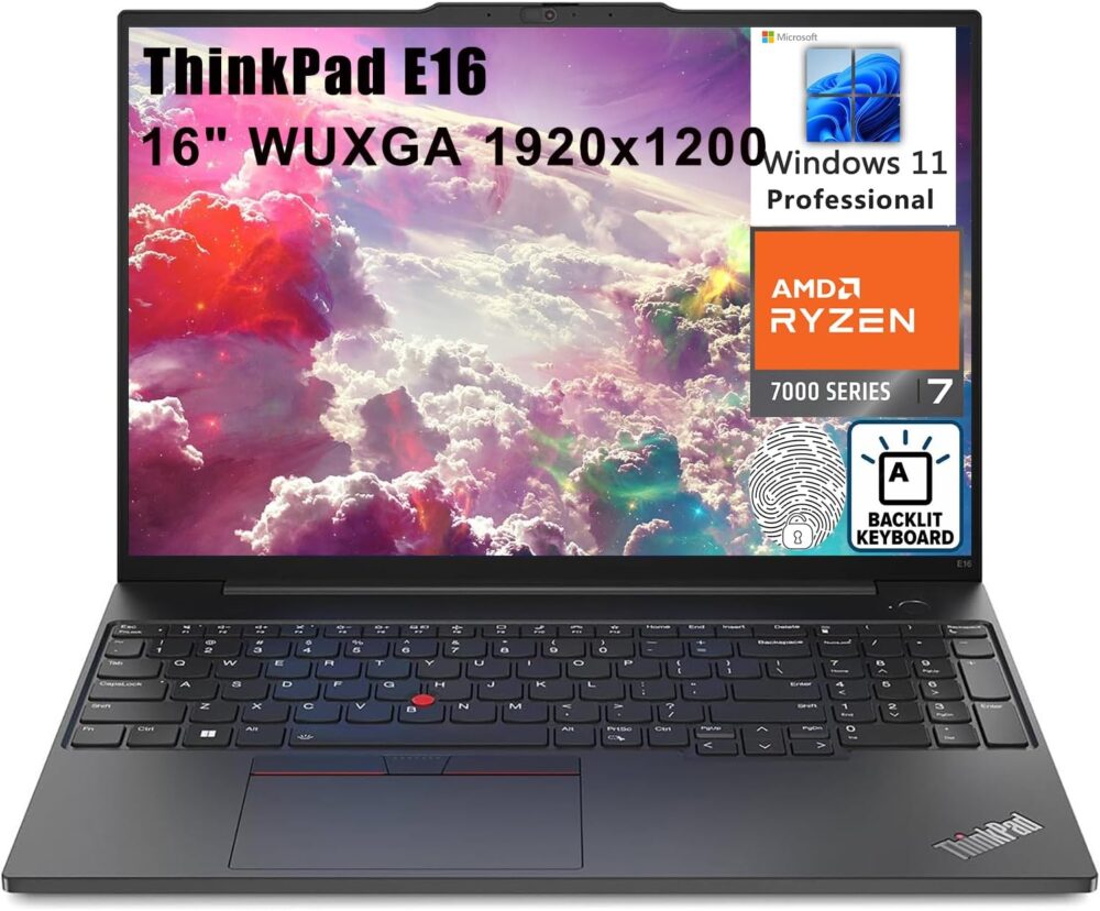 Lenovo ThinkPad E16 16" FHD+ Business Laptop Computer, AMD Octa-Core Ryzen 7 7730U (Beat i7-1355U), 40GB DDR4 RAM, 2TB PCIe SSD, WiFi6, Backlit Keyboard, Fingerprint Reader, Windows 11 Pro Vent-HEA - Image 2