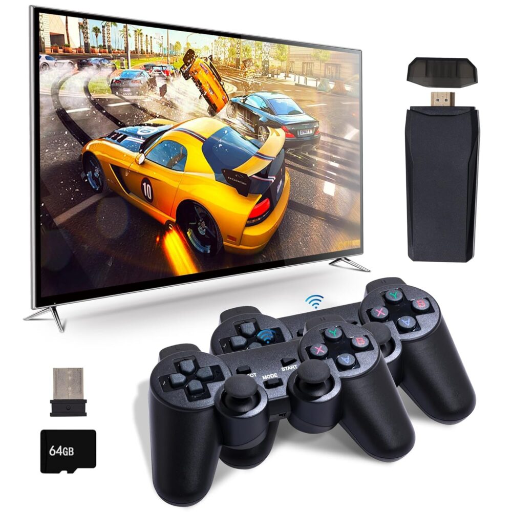 MSCFIT Retro Game Console, Plug & Play TV Gaming Console with 20,000 Built-in Games, 64GB, 4K HDMI Output, 9 Iconic Emulators, 2.4G Wireless Controllers, Dark - Image 2