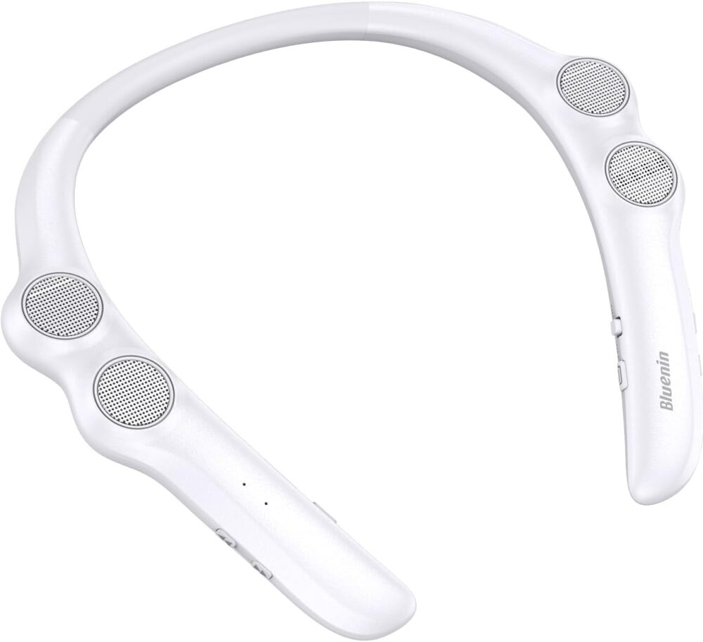 Neckband Bluetooth Speaker, Wireless Wearable Speaker w/lightest 78g weight, High Fidelity 3D Stereo Sound, 12 Hrs Playtime, Portable Speaker w/ Built-in Mic for Home, Office and Outdoors（White 2025） - Image 2