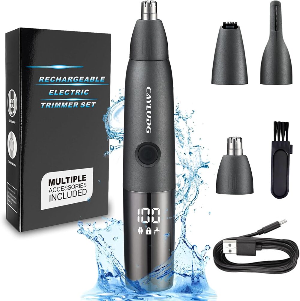 Nose Hair Trimmer for Men: 2025 Professional Rechargeable Painless Eyebrow Facial Ear Nose Hair Trimmer for Men Women, IPX7 Waterproof, LED Display Dual Edge Blades Clipper, Easy Cleaning - Image 2