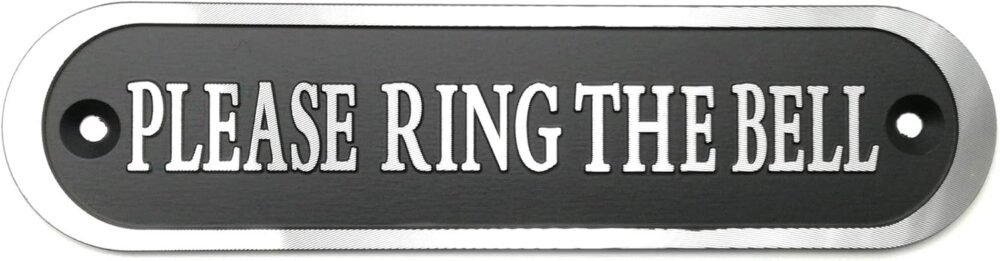 Please Ring the Bell Aluminium Doorbell Sign with Screws Black and Silver 5.5x1.4 inch - Image 2