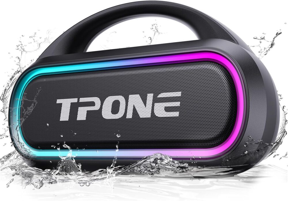 Portable Bluetooth Speaker, 30W Peak, 12H Playtime, IPX5 Waterproof with Light, TWS Pairing, Wireless Speaker for Home/Party/Outdoor/Beach, Birthday Gift (Black) - Image 2