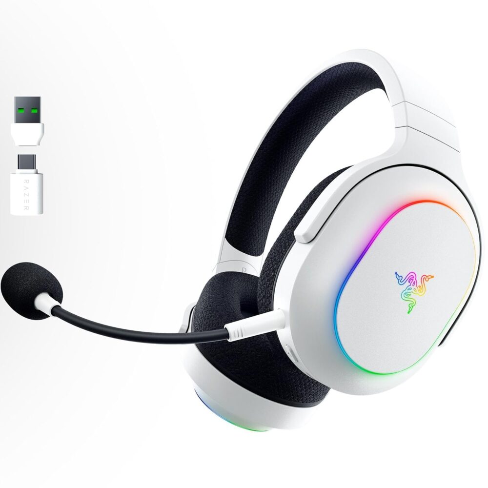 Razer Barracuda X Chroma Wireless Gaming Headset: 2.4GHz Wireless & Bluetooth - Lightweight - Chroma RGB - 40mm Drivers - Cardioid Mic - 70 Hr Battery - for PC, Mac, PS5, Switch, Smartphone - White - Image 2