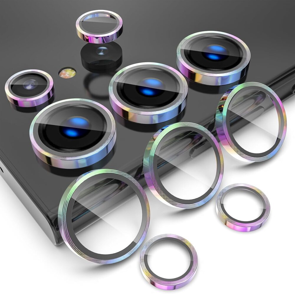 SQMCase Design for Galaxy S24 Ultra Camera Lens Protector Ring, 9H Tempered Glass Camera Cover Protection,Individual Aluminum Alloy Lens Ring Cover for Samsung Galaxy S24 Ultra (Colorful) - Image 2