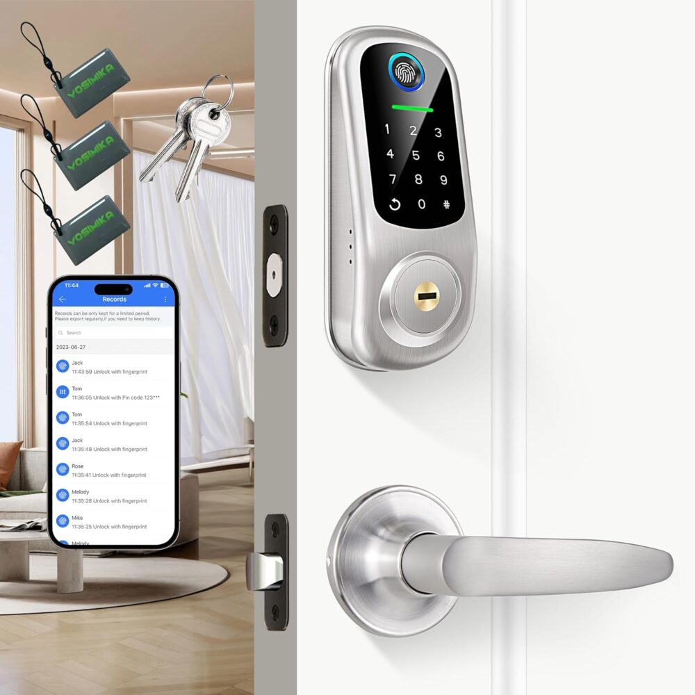 Smart Locks for Front Door, Fingerprint Keyless Entry, App Control Biometric Door Lock Set, Electronic Digital Touchscreen Keypad Deadbolt, Easy Install, Auto Lock, Satin Nickel - Image 2