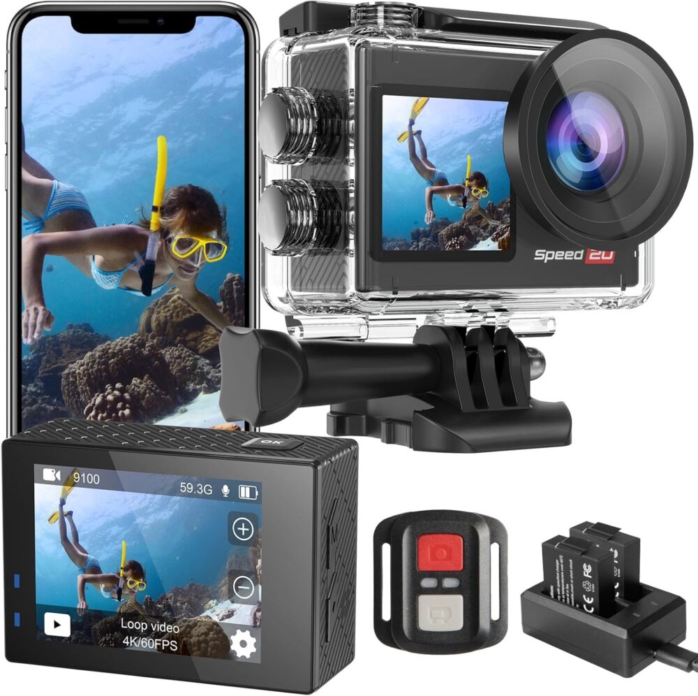 Speed 20 Action Camera 4K 60FPS Underwater Camera, Waterproof Camera Underwater 131FT, with Stabilization Wireless Remote, 5X Zoom, 170° Wide Angle - Image 2