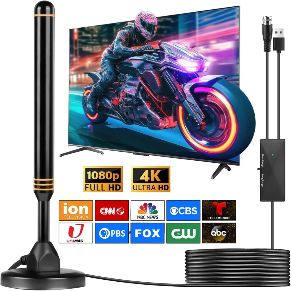 TV Antenna Indoor Antenna for Smart TV for Long Range Reception and All Smart TVs HD Digital Antenna with Amplifier Signal Booster for Local Channels Supports 4K 1080p-2025 Upgrade - Image 2