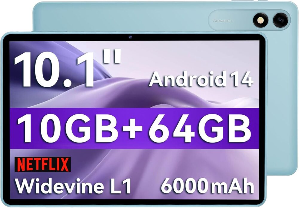 Tablet 10 Inch Android 14 Tablet, 10GB RAM 64GB ROM, 1TB Expansion, Octa-core, 800x1280 Resolution, 6000mAh, 5MP + 8MP Dual Camera, 5G/2.4G WiFi, Bluetooth 5.0, GPS (Blue) - Image 2