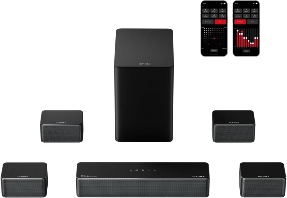 ULTIMEA 7.1 Surround Sound System for TV with Dolby Atmos, 460W Sound Bar for TV with 6.5" Subwoofer, APP Control, 4 Wired Surround Speakers, Home Theater Sound System, Poseidon D80 (2025 Upgrade) - Image 2