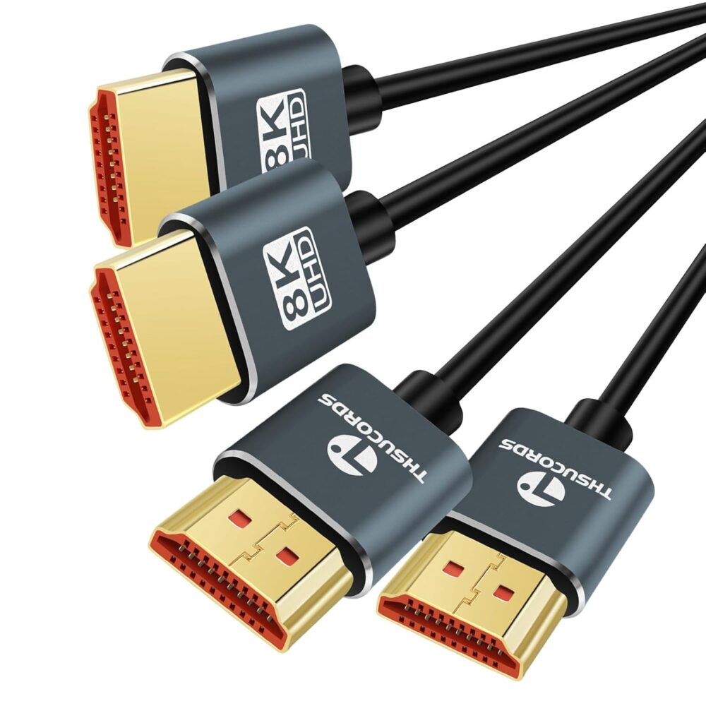 Ultra Thin 8K 4K HDMI Cables 15FT 2 Pack, Slim & Flexible Soft High Speed HDMI 2.1 Cord Support 4K@120Hz 8K@60Hz48Gbps Compatible with Roku TV/HDTV/PS5/Blu-ray - Image 2