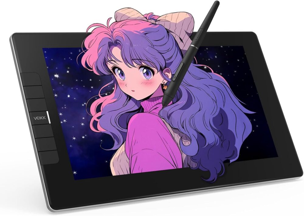 VEIKK VK1200 V2 Drawing Tablet with Screen,11.6-inch Full-Laminated Graphic Drawing Monitor,2 Battery-Free Pens with Tilt Function,6 Customizable Keys,Anti-Glare Glass(Must be Connected to PC to Work) - Image 2