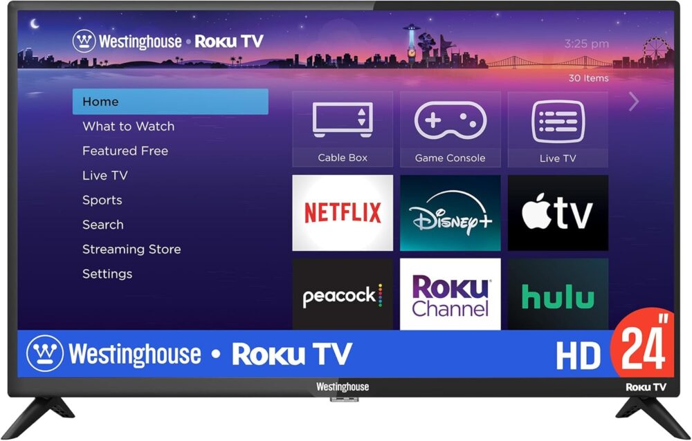 Westinghouse Roku TV - 24 Inch Smart Television, 720P LED HD with Wi-Fi Connectivity and Mobile App, Flat Screen Compatible with Apple Home Kit, Alexa and Google Assistant - Image 2