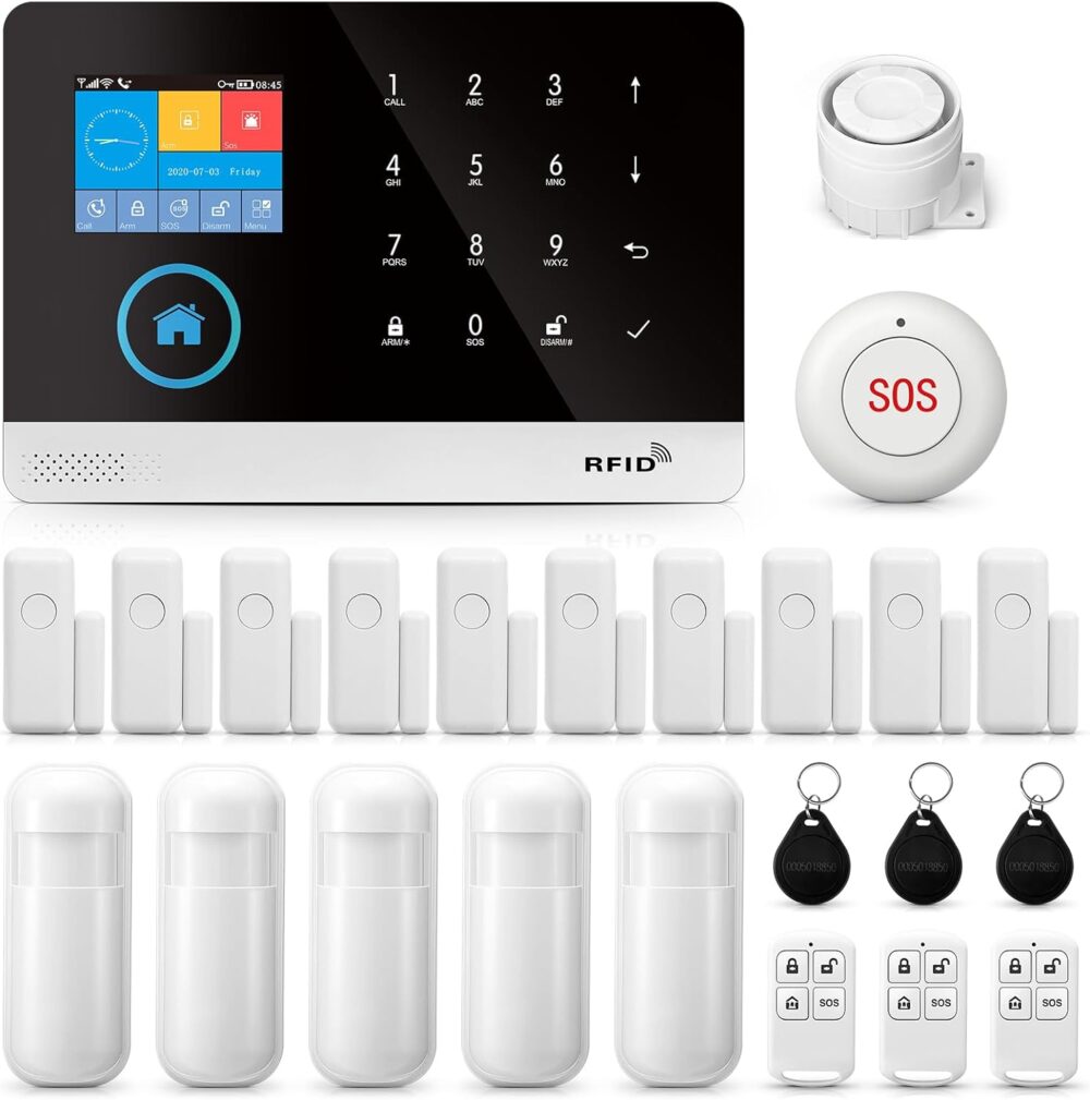WiFi Wireless Alarm System for Home Security, GSM Home Alarm 24 Piece Kit with Siren, PIR Motion Sensors, Remote Controls, Window/Door Sensors (Tuya and Smart Life APP) - Image 2