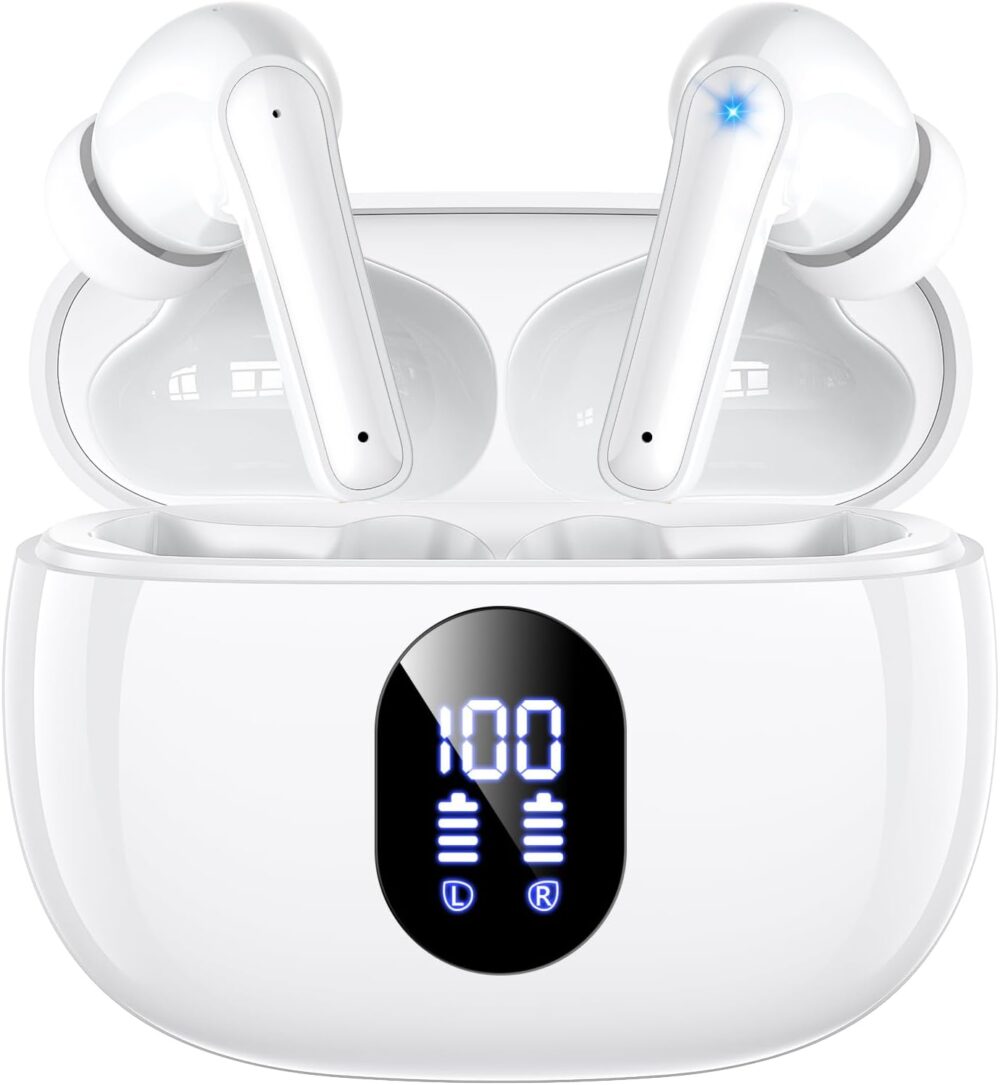 Wireless Earbuds, 2025 Ear Buds with Big Bass Stereo Sound, Lightweight Bluetooth Earbuds with 48 Hours Playtime, in-Ear Fit Earphones, IPX7, Hands-Free Calls with AI for iPhone, Android, Pad - Image 2