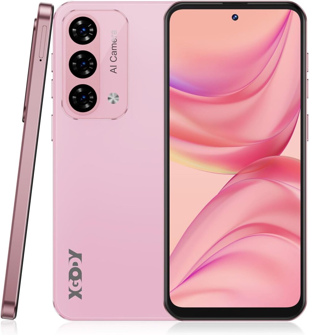Xgody Unlock Phone Mate 60,6.79 Inch HD+ Screen Smartphone,4G Dual SIM Cheap Mobile Phones 4GB+ 128GB Expanded 512G 5280mAh 21MP Camera T-Mobile Android Phone with Finger&Face Unlock Soft Pink - Image 2