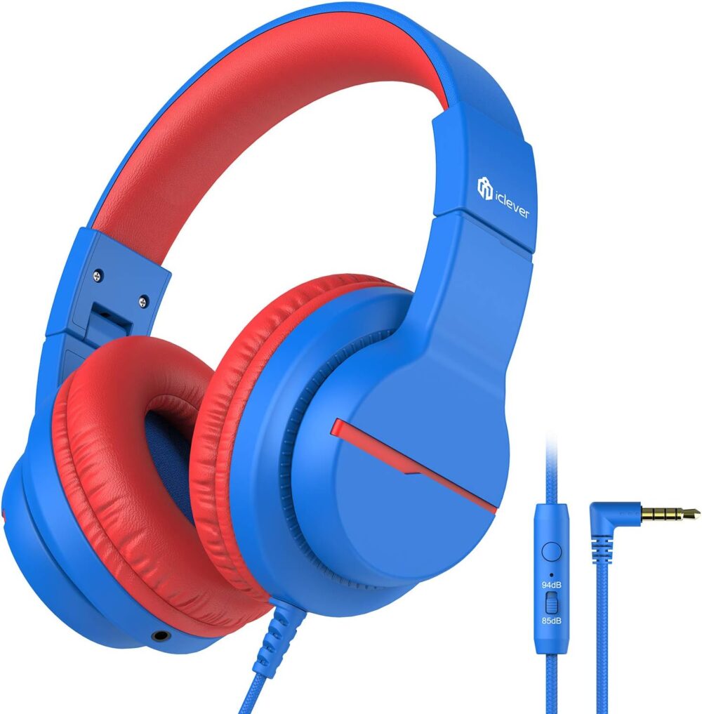 iClever Kids Headphones for School Travel, Safe Volume 85/94dB, HD Mic Stereo Sound Over-Ear Girls Boys Headphones for Kid, FunShare Foldable 3.5mm Wired Kids Headphones for iPad Computer, HS19 - Image 2