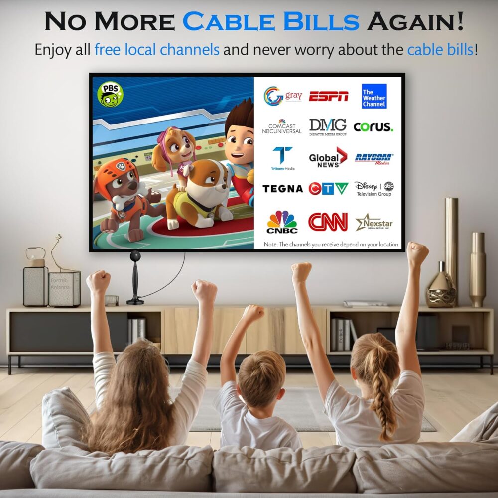 TV Antenna Indoor, 2025 Digital TV Antenna for Local Channels, Amplified HDTV Antennas for Smart/Old TV Indoor with Signal Booster 16 FT Cable 360° Reception 4K 1080p - Image 5