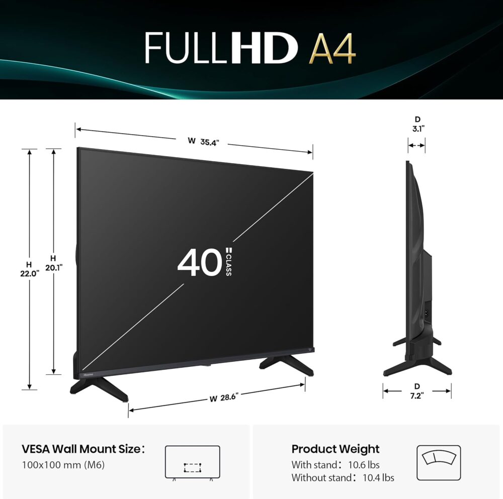 Hisense 40-Inch Class A4 Series FHD 1080p Smart Fire TV (40A4NF, 2025 Model) - DTS Virtual: X, Slim Bezel Design, Alexa Built in - Image 4