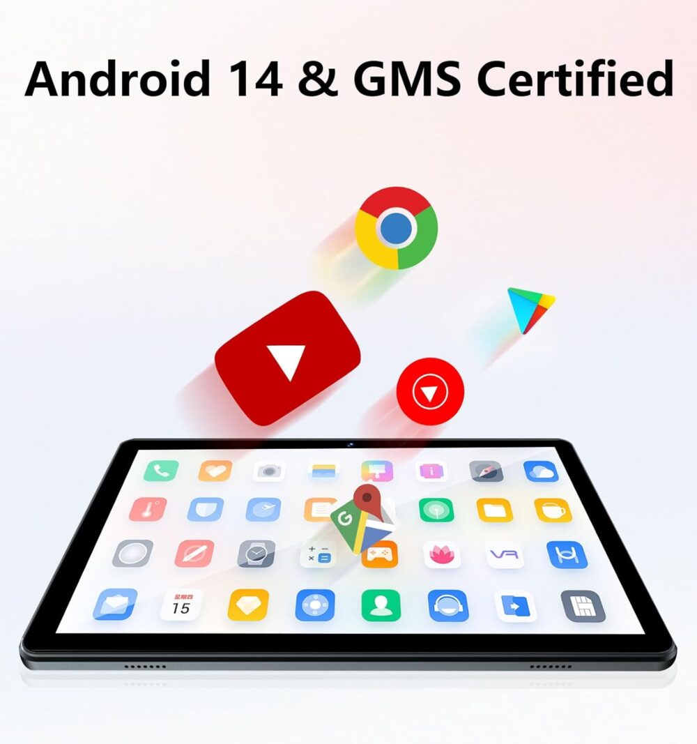 Android Tablet, 10.1 inch Android 14 Tablets 6GB RAM 64GB ROM 1TB Expand, 1280x800 IPS HD Touchscreen,6000mAh Battery, Bluetooth, Dual Camera, GMS, WiFi (Black) - Image 3