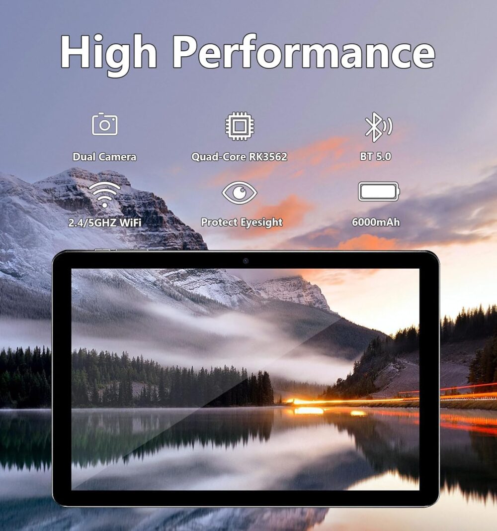 Android Tablet, 10.1 inch Android 14 Tablets 6GB RAM 64GB ROM 1TB Expand, 1280x800 IPS HD Touchscreen,6000mAh Battery, Bluetooth, Dual Camera, GMS, WiFi (Black) - Image 6
