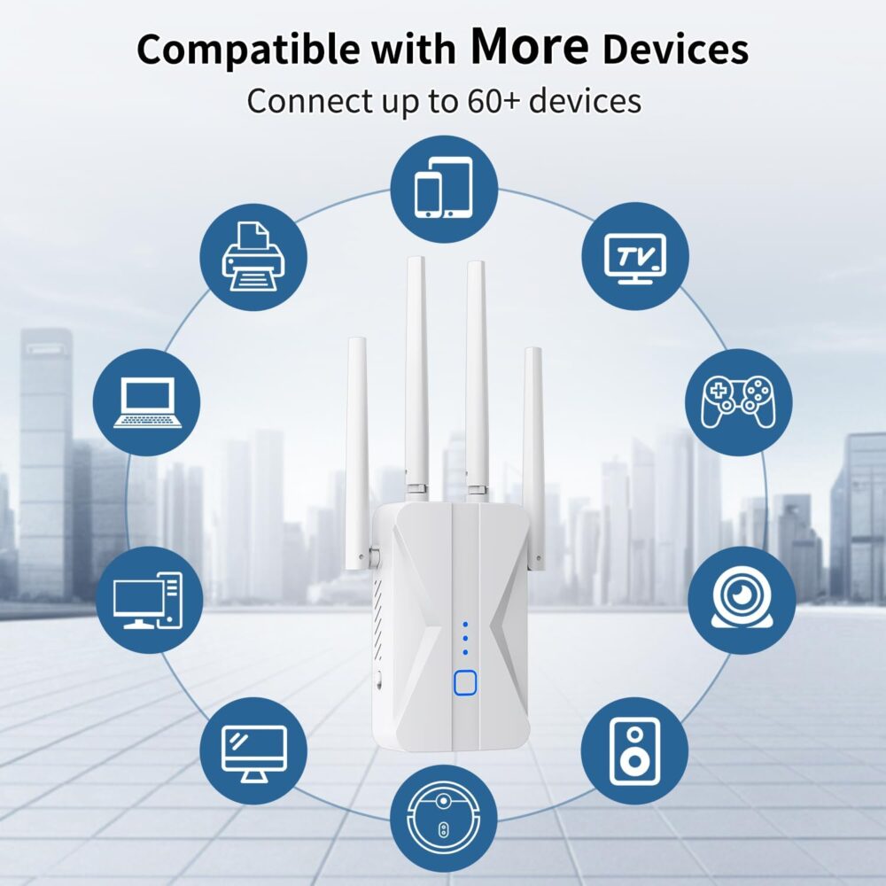 WiFi Extender Signal Booster, 2025 WiFi Extender AC1200Mbps Dual Band (5.8GHz/2.4GHz), WiFi Booster with Ethernet Port for Home Covers up to 10000 Sq.ft, Compatible with More Devices - Image 6