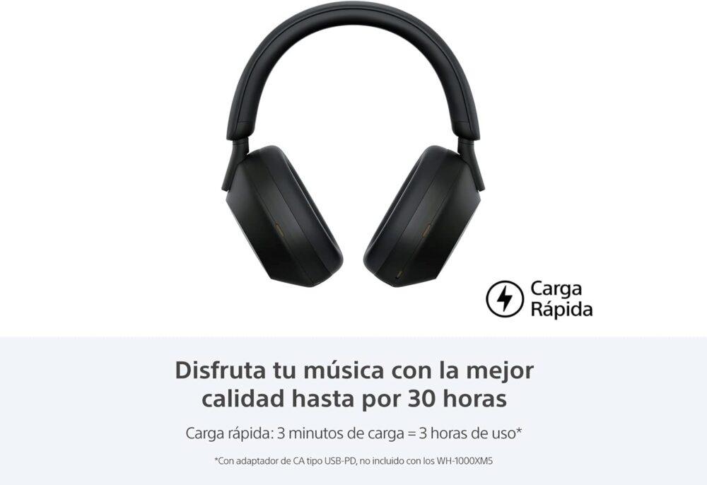 Sony WH-1000XM5 Noise Canceling Wireless Headphones - 30hr Battery Life - Over-Ear Style - Optimized for Alexa and Google Assistant - Built-in mic for Calls - Black - International Version No Warranty - Image 3