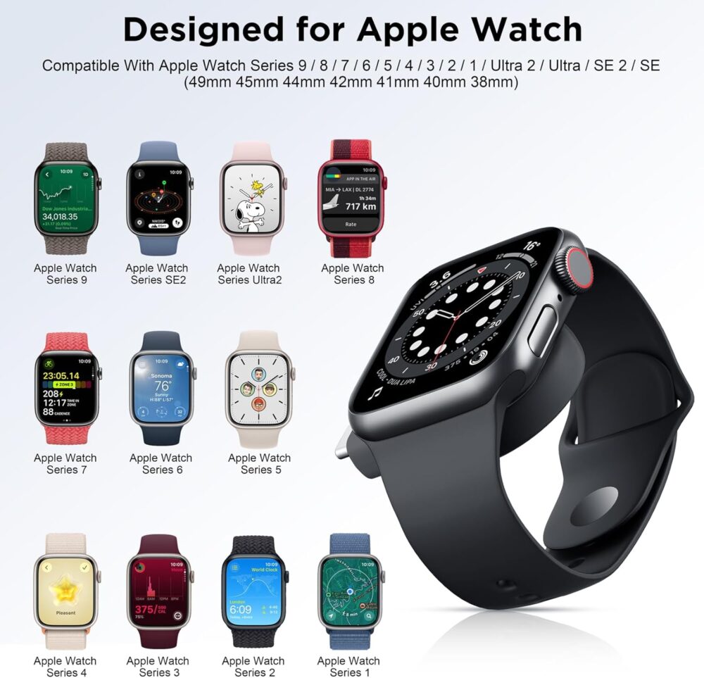 2025 Upgrade for Apple Watch Charger,Magnetic Portable iWatch Charger USB C&USB A Fast Wireless Charging Travel Battery Charger for iWatch Ultra2/Ultra/SE2/SE Series 10/9/8/7/6/5/4/3/2/1 - Image 3
