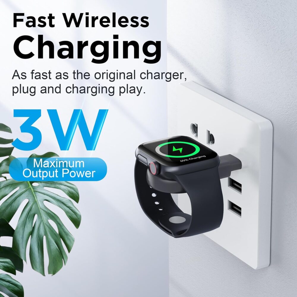 2025 Upgrade for Apple Watch Charger,Magnetic Portable iWatch Charger USB C&USB A Fast Wireless Charging Travel Battery Charger for iWatch Ultra2/Ultra/SE2/SE Series 10/9/8/7/6/5/4/3/2/1 - Image 4