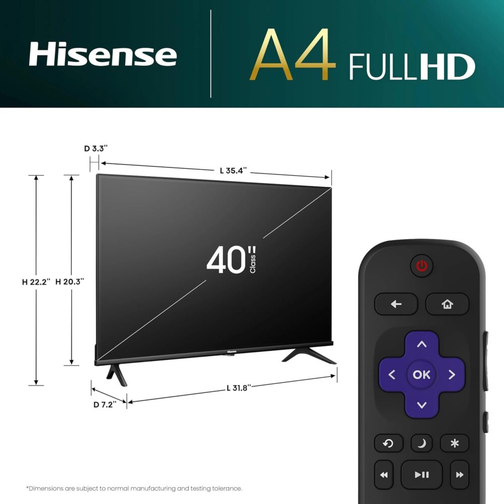 Hisense 40-Inch Class A4 Series FHD 1080p Smart Roku TV with Alexa Compatibility (40A4NR) - Dolby Audio, Slim Bezel Design, Google Assistant - Image 4