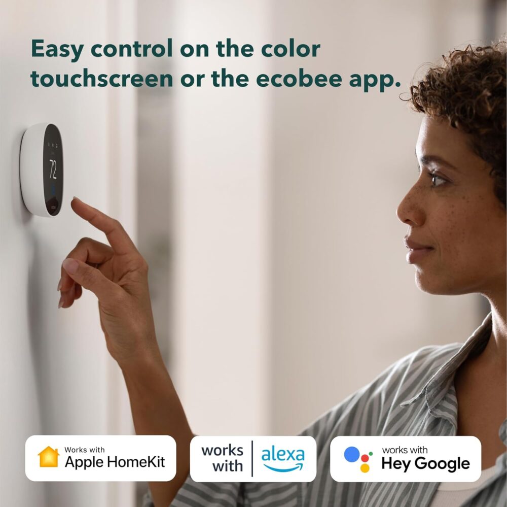 ecobee Smart Thermostat Essential - Energy Star Certified programmable Wi-Fi Thermostat - Works with Siri, Alexa, and Google Assistant - Image 4