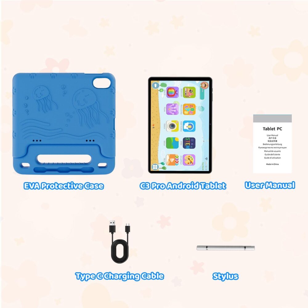 Android 14 Kids Tablet, 2025 Upgraded 10.1 Inch Tablets with Octa-core Processor, 6000mAh Battery, Kid Space, Parental Control,Pre-loaded Kids Apps, 2.4/5GHZ Dual WiFi, Protective Case Included - Blue - Image 9
