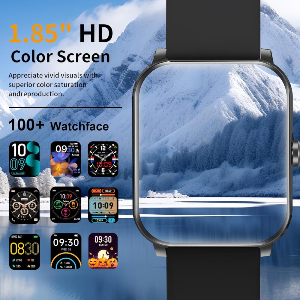 Smart Watch, Smartwatches for Men Women, 1.85" HD Fitness Tracker (Answer/Make Calls), 120+ Sport Modes, Heart Rate/Sleep Monitor, IP68 Waterproof Fitness Watch, Smartwatch for Android iOS - Image 3